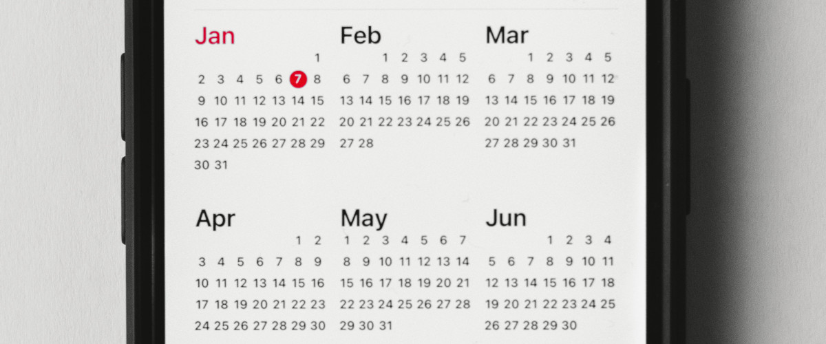 phone with calendar app open